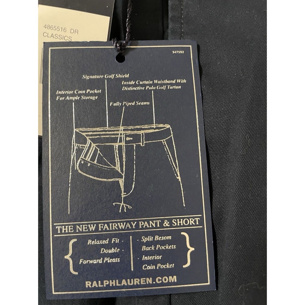 Polo Ralph Lauren Golf 40 X 34 Pants Fairway Fit Pleated Chino Blue NWT - Picture 6 of 11